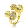 Brass Micro Pave Cubic Zirconia Open Cuff Rings RJEW-K256-43G-1