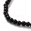 Mini Natural Black Onyx Beaded Stretch Bracelets BJEW-JB07669-01-4