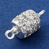 Brass Micro Pave Clear Cubic Zirconia Hollow Column Connector Charms KK-A230-05F-S-2