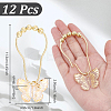 12Pcs Butterfly Acrylic with Iron Shower Curtain Rings for Bathroom HJEW-NB00292-2