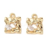 Brass Micro Pave Clear Cubic Zirconia Charms KK-A259-29G-1