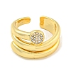 Brass Micro Pave Clear Cubic Zirconia Round Open Cuff Ring for Women RJEW-M173-09B-G-2