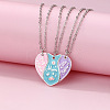 3Pcs Alloy Enamel Mom Daughter Heart Magnetic Pendant Necklace Sets for Mother's Day FS-WG5C723-01-1
