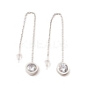 Crystal Rhinestone Flat Round Long Dangle Stud Earrings EJEW-A067-06P-1