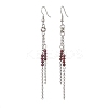 Round 304 Stainless Steel Natural Garnet Dangle Earrings EJEW-JE06783-03-3
