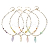 Glass & Shell Pearl &  Synthetic Non-magnetic Hematite Beaded Necklaces NJEW-JN04976-1