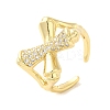 Cross Brass Micro Pave Clear Cubic Zirconia Cuff Rings for Women LS-RJEW-G311-01A-G-1