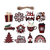 12Pcs Christmas UV Single Face Printed Wood Pendant Decorations WOOD-N020-28-1