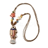 Ceramic Fish Pendant Adjustable Waxed Cord Necklaces for Women LS-NJEW-B146-03-2