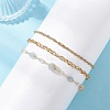 Natural Labradorite Nuggets & 304 Stainless Steel Link Chain 3 Layer Anklets for Women AJEW-AN00743-03-3