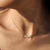 Clear Cubic Zirconia 3 Flat Round Link 925 Sterling Silver Cable Chain Necklaces for Women NJEW-S457-08G-2
