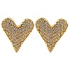 Rack Plating Heart Brass Pave Clear Cubic Zirconia Stud Earrings EJEW-I310-03G-2