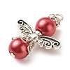 Baking Paint Pearlized Glass Pearl Pendants PALLOY-JF01576-4