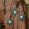 Bohemian Style Zinc Alloy & Synthetic Turquoise Pendant Necklaces & Dangle Earrings Sets WG40DB6-06-1