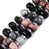 Natural Rhodonite & Eagle Eye & Obsidian Beads Strands G-Q614-03A-02-2