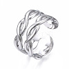 Non-Tarnish 304 Stainless Steel Twist Wrap Open Cuff Ring RJEW-T023-06P-3