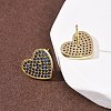 Heart Brass Micro Pave Cubic Zirconia Stud Earrings EJEW-H178-01G-02-3