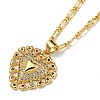 Brass Micro Pave Colorful Cubic Zirconia Peach Heart Pendant Necklaces for Women LS-NJEW-Q346-01G-03-1