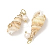 Copper Wire Wrapped Natural Spiral Shell Pendants Pendants PALLOY-JF05972-02-2