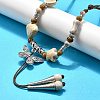 Ethnic Style Alloy & Porcelain Ceramic Beads Butterfly Pendant Tassel Y Necklaces LS-NJEW-D308-01D-1