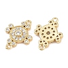 Brass Pave Clear Cubic Zirconia Cross Connector Charms KK-L251-10G-2