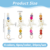 24Pcs 4 Colors Summer Beach Dyed Synthetic Turquoise Starfish & Natural Mixed Stone Faceted Round Beaded Connector Charms PALLOY-FH00159-2