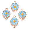 Zinc Alloy Enamel Sunflower Connector Charms ENAM-E011-01KCG-01-2