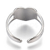 304 Stainless Steel Heart Cuff Rings RJEW-N038-118P-4