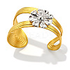 Duo Tone 304 Stainless Steel Open Cuff Bangles for Women WG66922-02-3