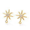 Brass Micro Pave Cubic Zirconia Stud Earrring Findings KK-N263-22G-1
