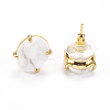 Natural Howlite Stud Earrings EJEW-L196-04C-2