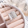 Brass Micro Pave Clear Cubic Zirconia Cuff Finger Rings RJEW-G337-34P-2