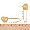Hammered Heart 304 Stainless Steel Safety Pins Brooch Findings SA-CBA098D-15D-G04-3