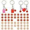 DIY Flat Round with Letter A~Z Alloy Enamel Pendant Keychain Making Kits DIY-CJ0002-77-1