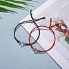 2Pcs 2 Colors Synthetic Moonstone Round Beaded Slider Bracelet BJEW-SW00057-01-2