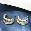 Twist Brass Micro Pave Cubic Zirconia Stud Earrings EJEW-M082-16G-02-1