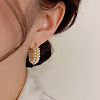 Flat Round Alloy Plastic Imitation Pearl Hoop Earrings FS-WG2046F-01-4