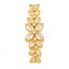 Brass Pave Clear Cubic Zirconia Flower with Leaf Links Connector Charms KK-P277-52G-01-1