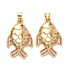 Brass Micro Pave Cubic Zirconia Pendants KK-K408-61G-01-1
