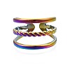 304 Stainless Steel Triple Line Wrap Cuff Ring RJEW-N038-104-2