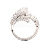 Brass Micro Pave Clear Cubic Zirconia Open Cuff Rings RJEW-U009-08P-02-3