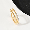 304 Stainless Steel Micro Pave Cubic Zirconia Cuff Rings RJEW-P153-02G-1