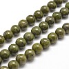 Round Natural Green Granite Beads Strands G-I125-77-8mm-1