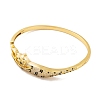 Brass Pave Colorful Cubic Zirconia Leopard Hinged Bangles for Women BJEW-S147-25G-2