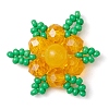 Woven Natural Dyed Malaysia Jade & Glass Seed Beads Snowflake Multi-Strand Links PALLOY-MZ00319-02-1