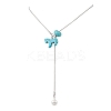 4Pcs 4 Color Dyed Synthetic Turquoise Horse with Shell Pearl Beads Pendant Necklaces NJEW-JN05895-4
