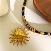 304 Stainless Steel Pendant Leopard Print Flannel Cord Necklaces NJEW-K289-01A-G-1