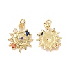 Sun with Moon Brass Micro Pave Colorful Cubic Zirconia Pendants KK-G406-37G-2