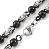 201 Stainless Steel Round Ball Links Chain Necklace NJEW-F222-38EBP-06-2