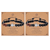 Adjustable Natural Yellow Tiger Eye & Obsidian Round Beaded Braided Bead  Bracelets BJEW-WH0023-97-1